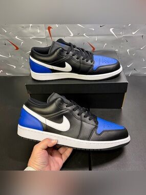 Size 12.5 - Jordan 1 Low Black Royal Toe 553558 042